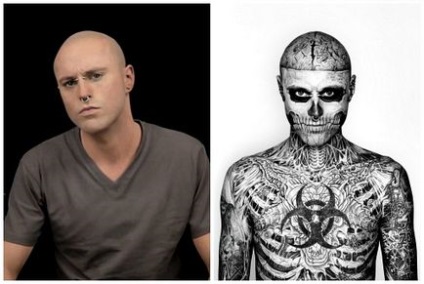 Zombie Boy, cum a arătat Rick Gestalt înainte și după tatuaj