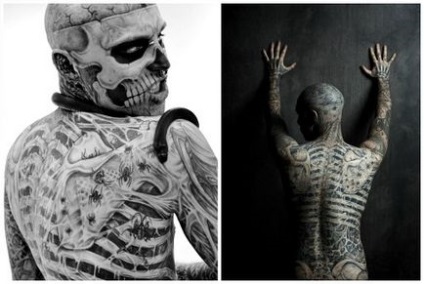 Zombie Boy, cum a arătat Rick Gestalt înainte și după tatuaj