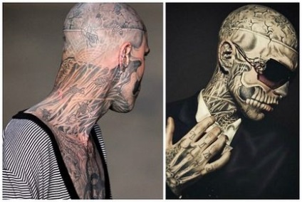 Zombie Boy, cum a arătat Rick Gestalt înainte și după tatuaj