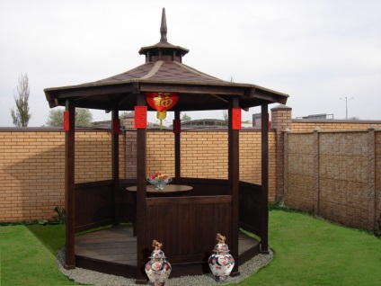 Gazebo în stil oriental, caracteristici de construcție și decorare, nasha besedka