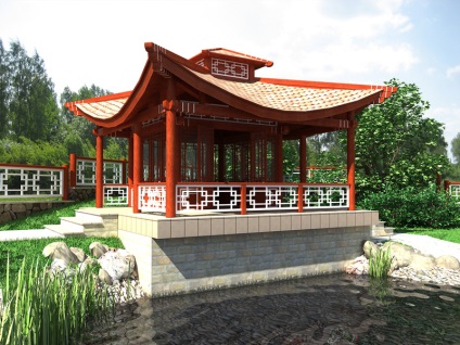 Gazebo în stil oriental, caracteristici de construcție și decorare, nasha besedka