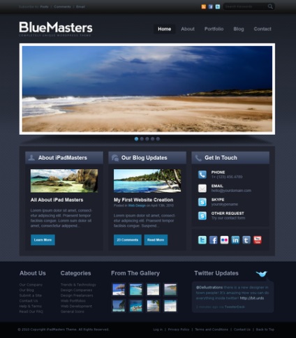 Безкоштовний професійний psd-шаблон bluemasters