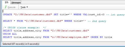 Dbf și sql interogări