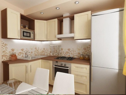 Дизайн кухні 7 кв м в панельному будинку з холодильником 20 фото
