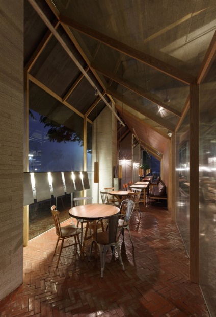 Дизайн проект кафе в Кореї стіни зі скла і багато світла