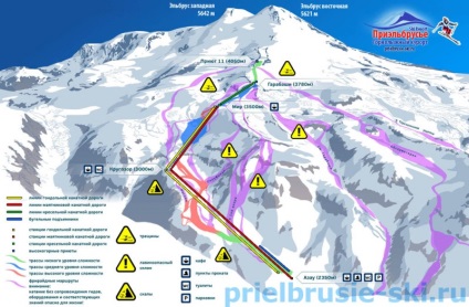 Stațiunea de schi Elbrus azau, ascensoarele și pantele din regiunea Elbrus, stațiunea de schi
