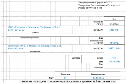 Форма мх-3 (акт про повернення товарно-матеріальних цінностей, зданих на зберігання) зразок заповнення