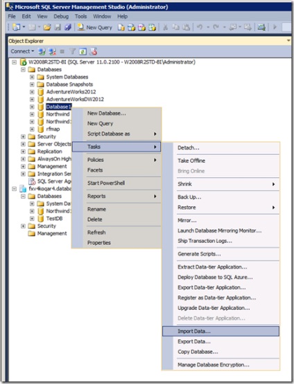 Importarea dbf într-un server sql