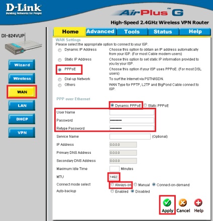 Instrucțiuni pentru configurarea routerului d-link di-824vup