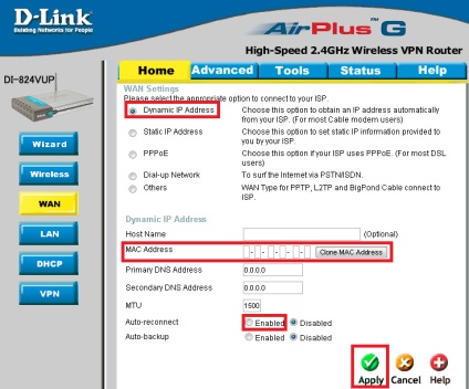 Instrucțiuni pentru configurarea routerului d-link di-824vup