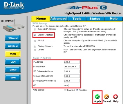 Instrucțiuni pentru configurarea routerului d-link di-824vup