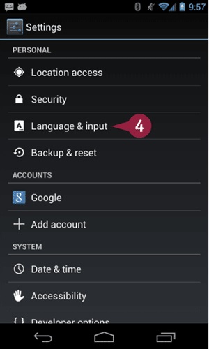 Modificarea limbii și a opțiunilor de introducere în Android