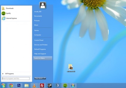Cum se întoarce meniul de pornire în Windows 8