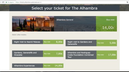 Cum să rezervați bilete la Alhambra prin Internet