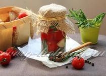 Marinate tomate - arici - cu usturoi pentru rețeta de iarnă cu o fotografie