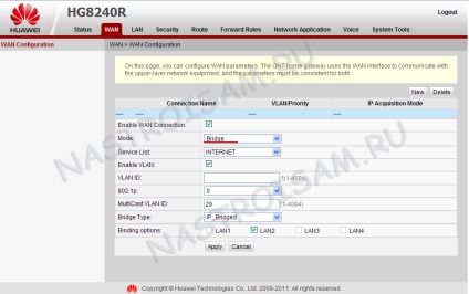 Ont plus router, configurare hardware