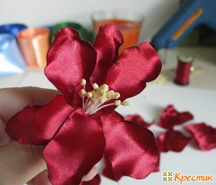 Țesătură cu flori de panglică - flori din panglici 15 flori simple - blog anastasia