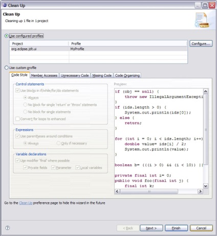 Suport pentru codul curat cu Eclipse v3