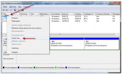 Împărțirea ferestrelor de hard disk 7 în secțiuni