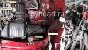 Demontarea motorului pentru verificarea degajării valvei în motorul Honda Fit