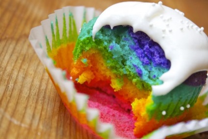 Рецепт кекси у формочках веселка (rainbow) в домашніх умовах