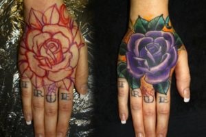 Tatuajele au crescut pe palma valorilor mâinii, fotografii, schițe, duce
