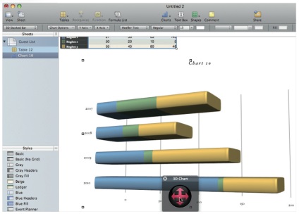 Bemutató iWork létrehozása 3d-grafikonok számokban