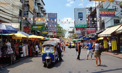 Strada Khaosan Road în Bangkok cum ajungeți la hotel, fotografii, fotografie