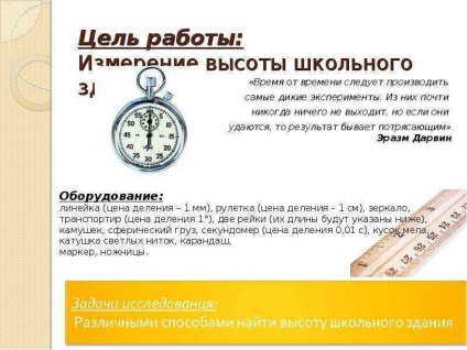 Урок по темі вимірювання висоти будівлі різними способами