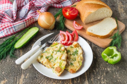 Rántotta kenyér és zöldség (zöldségfélék) Rántotta kenyérrel és zöldségekkel