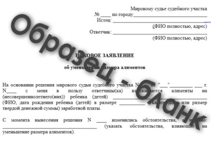 Заява про зниження розміру аліментів зразок, як заповнювати