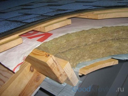 Acoperișul plasează dispozitivul unui tort de acoperiș pentru un acoperiș moale și sub o țiglă metalică