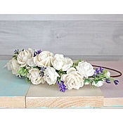 Cumpărați o coroană de nuntă la cap cu flori roz și bej în magazinul online de la târg