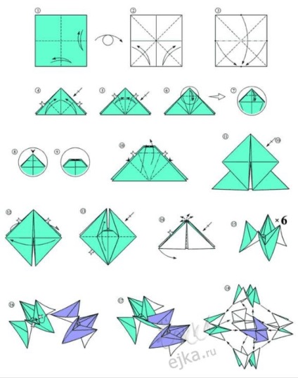 Pui de origami modular în clasă de master master și diagramă de asamblare