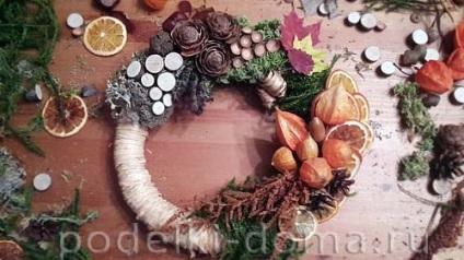 Őszi koszorú természetes anyagok, egy doboz ötletek és műhelyek (természetes anyag koszorú) Őszi koszorú természetes anyagok, egy doboz ötletek és műhelyek