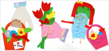 Artizanat până la 8 martie în școală, realizat din materiale diferite - gazon pentru copii și părinți