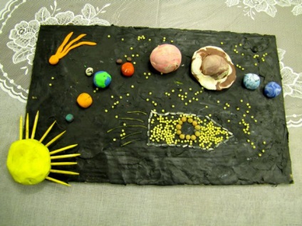 Падалка на день космонавтики своїми руками в дитячому саду і школу з паперу, макаронів і пластикових
