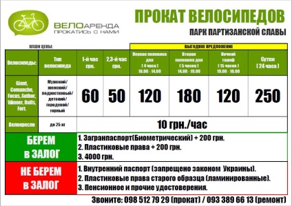 Прокат велосипедів в парку партизанської слави