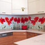Скляний фартух для кухні з квітами