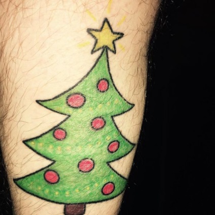 Tattoo tatuaj de pom de Crăciun, fotografie, schițe