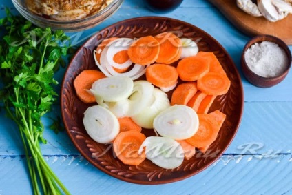 Sült krumpli csirkével és gombával a sütőben, a recept lépésről lépésre fotók zöldségekkel pot