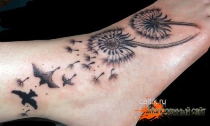 Semnificația tatuajului păpădie - fotografii ale tatuajelor