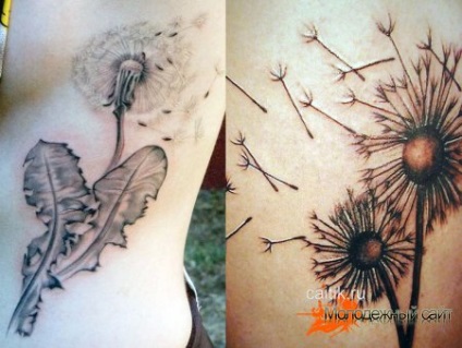 Semnificația tatuajului păpădie - fotografii ale tatuajelor