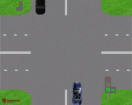 Conducerea în direcția stânga la lumina semaforului verde