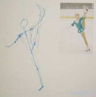 Як намалювати дівчинку на ковзанах на льоду