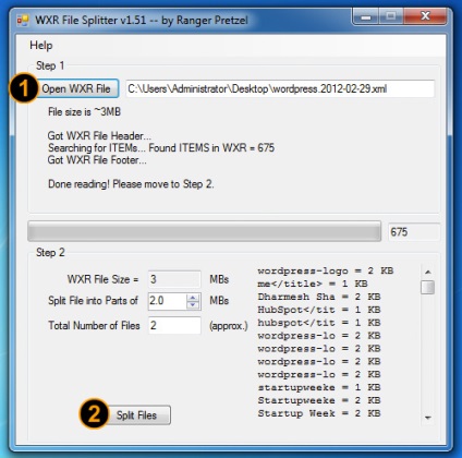 Hogyan osszuk nagy xml-fájlt több kisebb - programot wxr fájlfelosztó