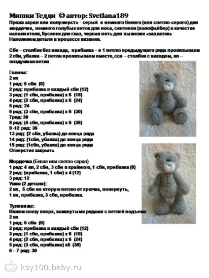 Cum de croșetat un ursuleț de pluș și amigurumi - scheme, descriere și u