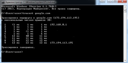 Comanda tracert (traceroute)