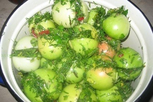 Квашені зелені помідори в каструлі - рецепти кулінарії