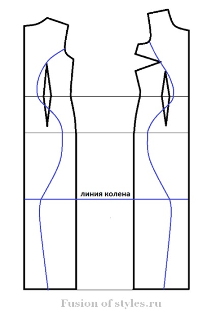 Modelarea unei rochii de seară corective din tricotaje, fuziune de stiluri